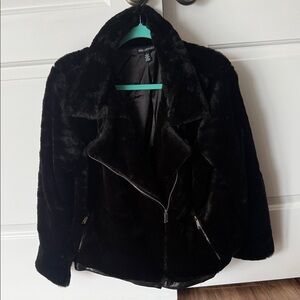 Nina Leonard Plush Black Teddy Jacket
